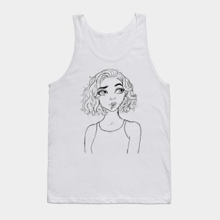 cartoon girl with short hair sketch Tank Top